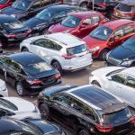 A lot where new and used cars for sale are parked.