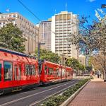 Downtown street view of San Diego city, California.