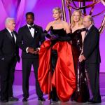 'West Wing' stars Martin Sheen, Dulé Hill, Allison Janney, Janel Moloney, and Richard Schiff onstage during the 76th Primetime Emmy Awards on Sept. 15, 2024 in Los Angeles.