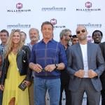 Arnold Schwarzenegger, Antonio Banderas, Ronda Rousey, Glen Powell, Kelsey Grammer, Sylvester Stallone, Mel Gibson, Victor Ortiz, Jason Statham, Wesley Snipes, and Harrison Ford attend a photocall for 'The Expendables 3' at the Carlton Hotel on May 18, 2014 in Cannes, France.