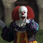 Tim Curry as Pennywise the clown in a scene from 'It' (1990)