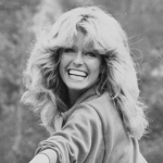 Portrait of Farrah Fawcett with her iconic blowout hairstyle