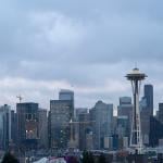 A view of downtown Seattle on a gloomy weather day.