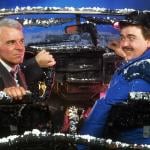 Actors Steve Martin and John Candy in 'Planes, Trains & Automobiles' Steve Martin and John Candy sit in a destroyed car in a scene from the 1987 film 'Planes, Trains & Automobiles.'