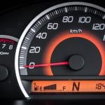 A modern car's analog speedometer.