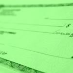 A closeup view on a bank check.