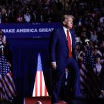 Trump at a campaign rally at McCamish Pavilion on October 28, 2024 in Atlanta, Georgia. 