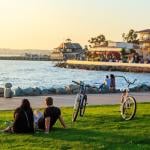 Sunset at San Diego Waterfront Public Park in California.