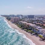 Aerial view of the shoreline in Highland Beach, Florida.