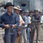 Actors Yul Brynner, Steve McQueen, Horst Buchholz, Charles Bronson, Robert Vaughn, Brad Dexter, and James Coburn in the 1960 movie 'The Magnificent Seven.'