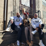 Malik Lewis, Sasha Fletcher, Shamella Jeffers, and Ingrid Roberts-Haynes pose for a photograph outside West Brooklyn Community High School in New York City.