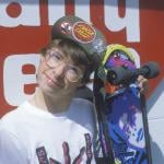 A teenage skateboarder at the Dairy Queen in Otis, Oregon, in 1986.