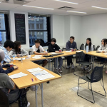 Photo showing students in the Asian American Student Advocacy Project meeting.