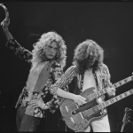 Robert Plant and Jimmy Page of Led Zeppelin performing on stage
