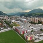Aerial view of the city of Wörgl in Tirol.