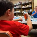 Students crafting during knitting club in Spokane, Washington.