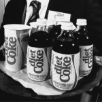 A tray of bottles of Diet Coke at its launch event, circa 1983