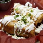 Chimichangas con chimichurri stuffed with mushrooms, cabbage, beans, and Chihuahua cheese at El Chuco Restaurant in Washington, D.C., on July 9, 2012.