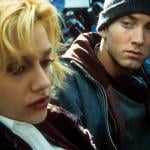 Eminem looks over at Brittany Murphy in a scene from the film "8 Mile."