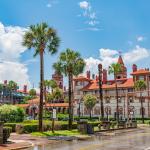Spanish-style buildings in downtown St. Augustine, Florida, on June 27, 2024.