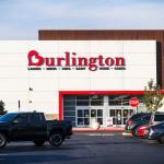 A Los Angeles Burlington retail store exterior with a parking lot in the foreground under clear skies.