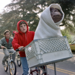 Henry Thomas with E.T. in a scene from E.T.