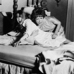 Linda Blair and Ellen Burstyn on the set of The Exorcist.