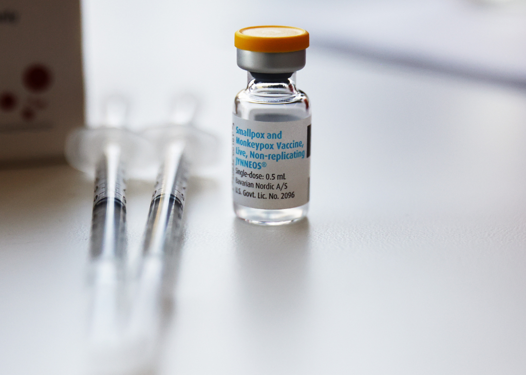 A vial of the Monkeypox vaccine and syringe.