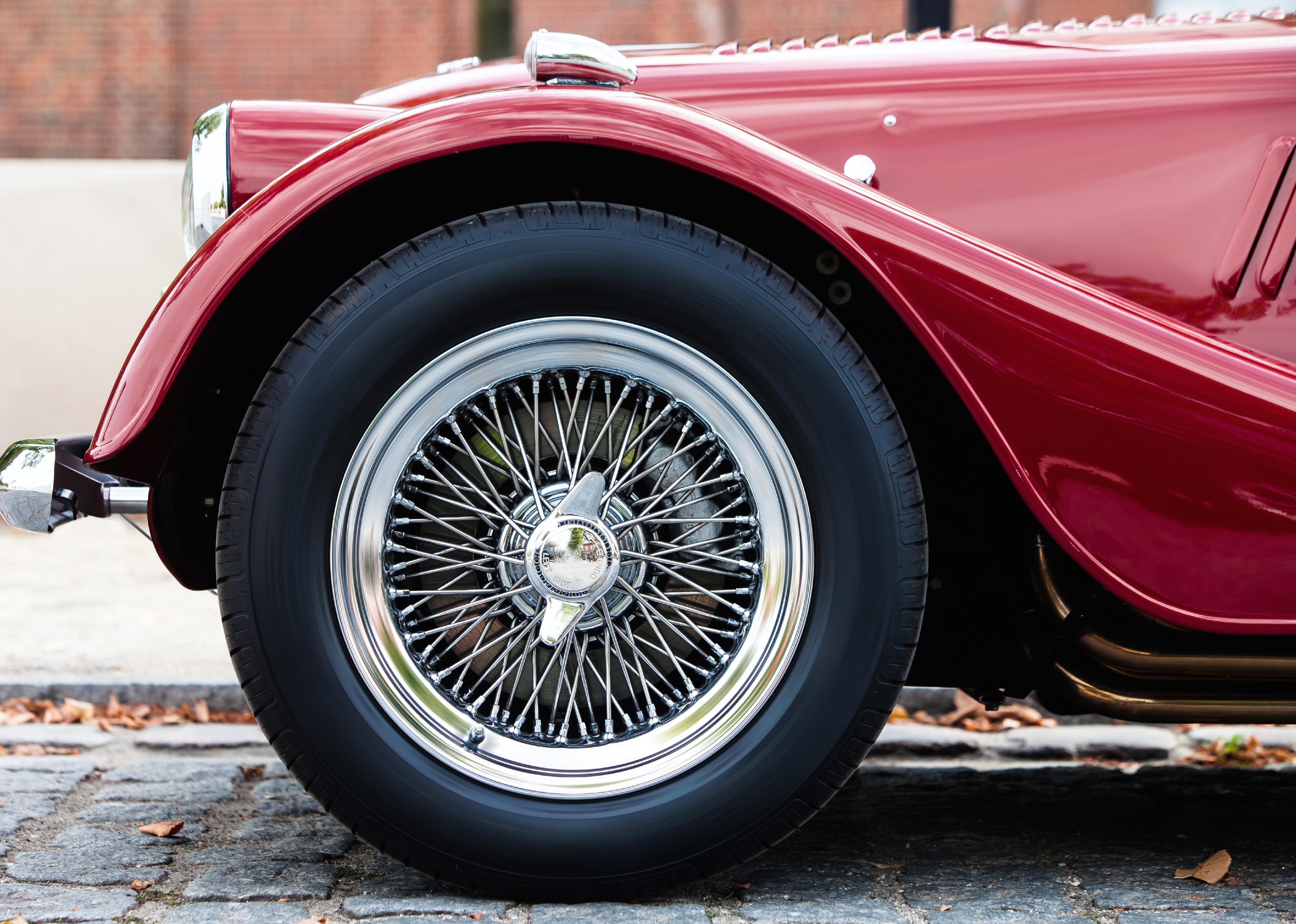 Vintage red car's wheel