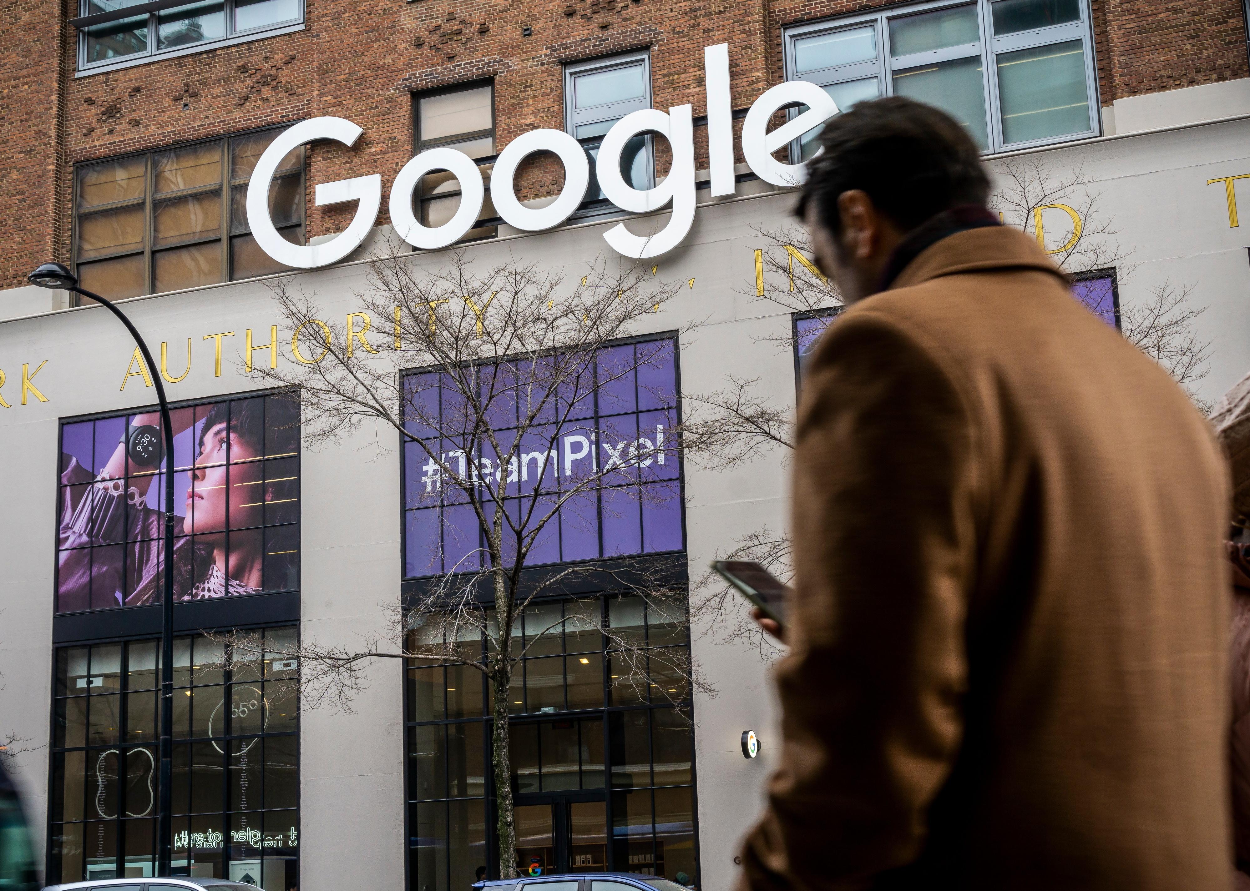 The sign on the Google offices in Chelsea in New York.