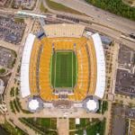 Aerial view of Heinz Field stadium located in the Pittsburgh.