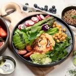 Healthy vegetarian and vegan salads.