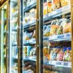 A frozen foods section at a grocery store.