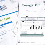 Closeup of monthly energy bills.