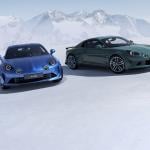 A blue and green Alpine 110 on a winter location.