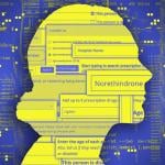 Illustration showing concept of private health data being leaked to tech companies.