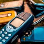 Old mobile phones from the mid-2000s.