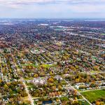 Aerial view of a suburban area near Detroit, Michigan.