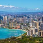 Skyline of Honolulu City, Hawaii.