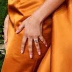Zendaya's engagement ring during the Golden Globe Awards 2025.