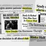 Illustration of newspapers with headlines about hormones.