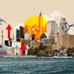 Custom illustration of housing markets and states where people want to move in.
