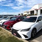 Row of used cars for sale.