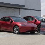 Tesla Model 3 EV on display.