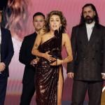  Miley Cyrus speaks on stage for her award during the 66th GRAMMY Awards at Crypto.com Arena on February 04, 2024 in Los Angeles, California.