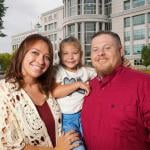 From left, Anyssa Zancanella, Azaylee Zancanella-McMicheal, and Danniel McMicheal stand in front of the Matheson Courthouse in Salt Lake City on Wednesday, Aug. 27, 2025. 