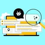 Vector illustration depicting generative engine optimization (GEO) for AI-driven searches.