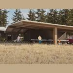 A rendering of a shed as part of Yunesit'in wildfire-resilient house.