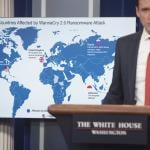 United States Homeland Security Advisor, Tom Bossert, presents a briefing on WannaCry virus which the US believes to be a cyber attack by North Korea.