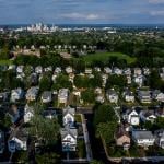 Aerial view of West Hartford, Connecticut during summer.